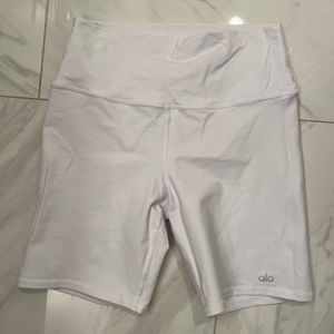 Alo yoga white bike shorts